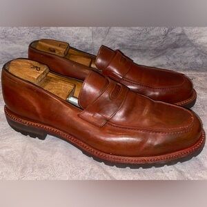 Beckett Simonon Fuentes Red Leather Lug Sole Commando Penny Loafers Shoes 14